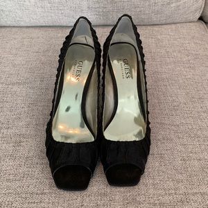GUESS Black Satin Pumps Size 8